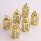 6 - Pack LED Tealights Warm White Moroccan Style Gold - Battery Operated Mini Lantern Candle Lamp Centerpieces 3.5" - Bell Racket Store