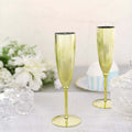 6-Pack Plastic Champagne Flutes in Metallic Gold - Classy Disposable Champagne Glasses for Toasting & Cocktail Parties 5oz