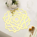 6-Pack Disposable Table Placemats in Metallic Gold Laser Cut Flower Design - 700GSM Cardboard Placemats for Glamorous Table Settings 13"