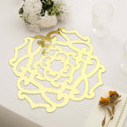 6-Pack Disposable Table Placemats in Metallic Gold Laser Cut Flower Design - 700GSM Cardboard Placemats for Glamorous Table Settings 13"