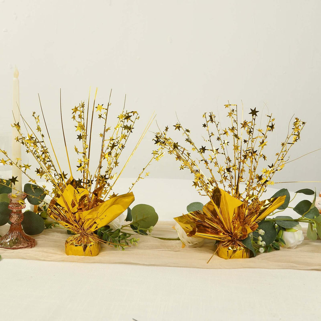 6 - Pack Metallic Gold Star Foil Spray Centerpiece Table Decorations, Free - Standing Gleam 'N Burst Party Accessories Eye - Catching Design 13" - Bell Racket Store