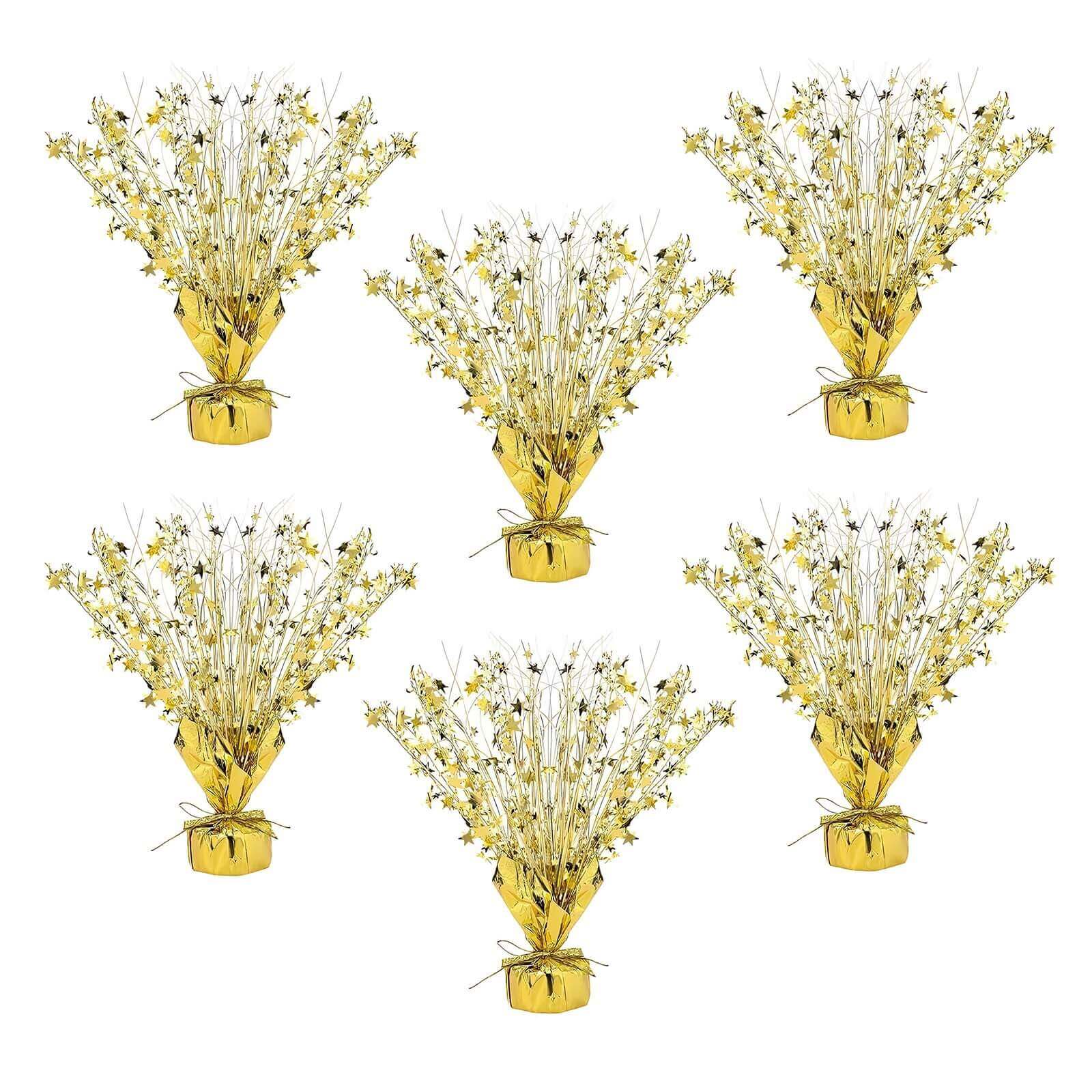6 - Pack Metallic Gold Star Foil Spray Centerpiece Table Decorations, Free - Standing Gleam 'N Burst Party Accessories Eye - Catching Design 13" - Bell Racket Store