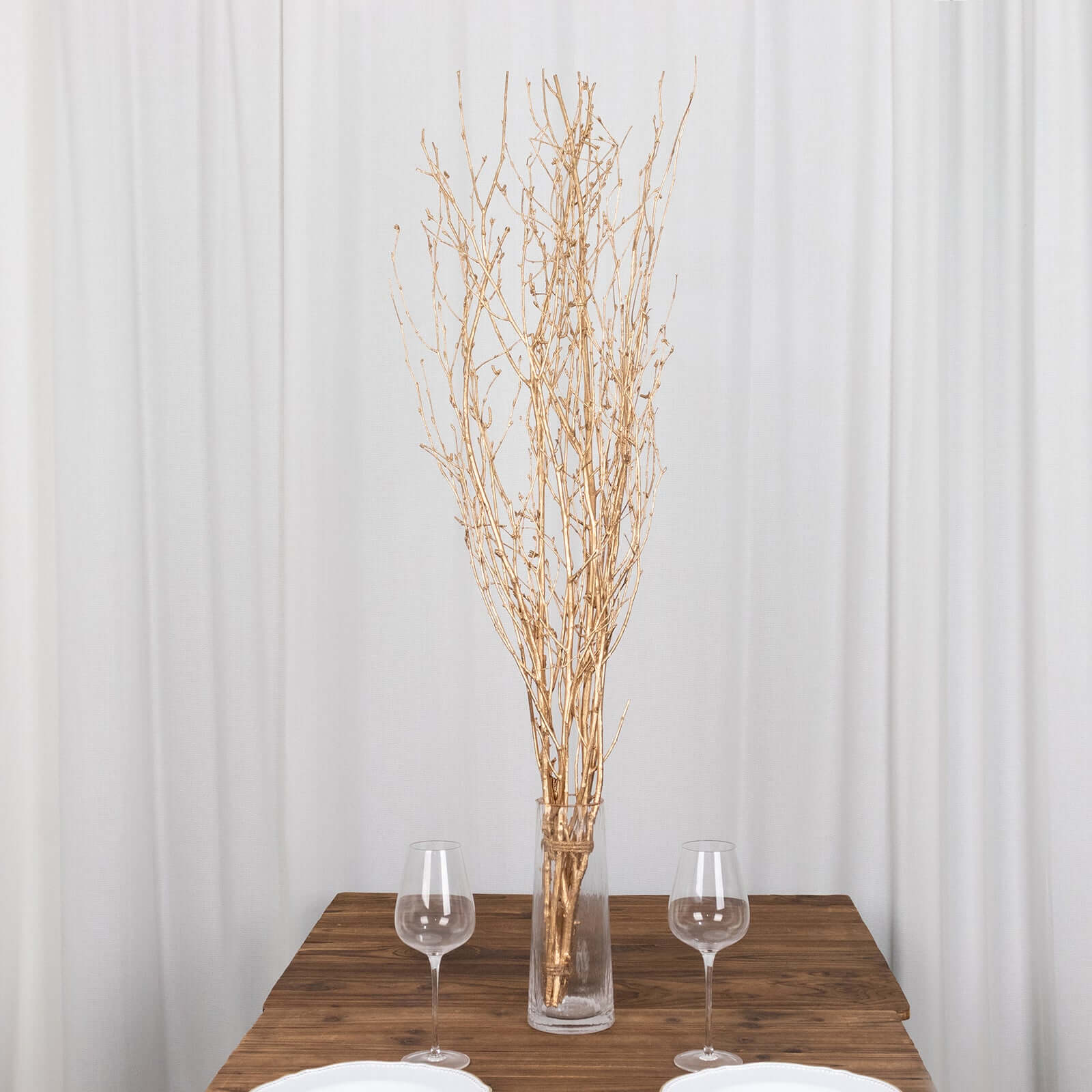 6 - Pack Natural Birch Tree Branches 46" Metallic Gold - Versatile Extra Long Decorative Dried Willow Twigs Sticks for Vase Centerpiece Wedding Decor - Bell Racket Store