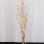 6 - Pack Natural Birch Tree Branches 46" Metallic Gold - Versatile Extra Long Decorative Dried Willow Twigs Sticks for Vase Centerpiece Wedding Decor - Bell Racket Store