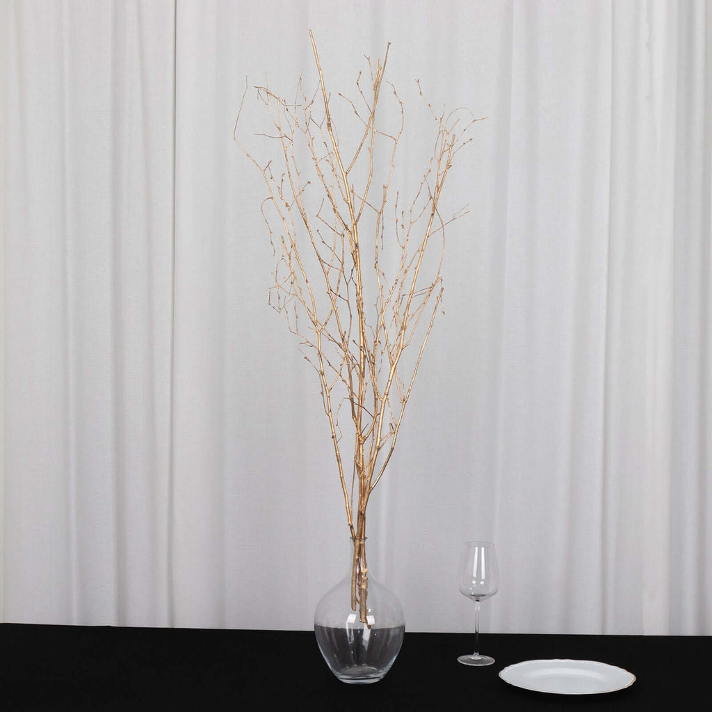6 - Pack Natural Birch Tree Branches 46" Metallic Gold - Versatile Extra Long Decorative Dried Willow Twigs Sticks for Vase Centerpiece Wedding Decor - Bell Racket Store