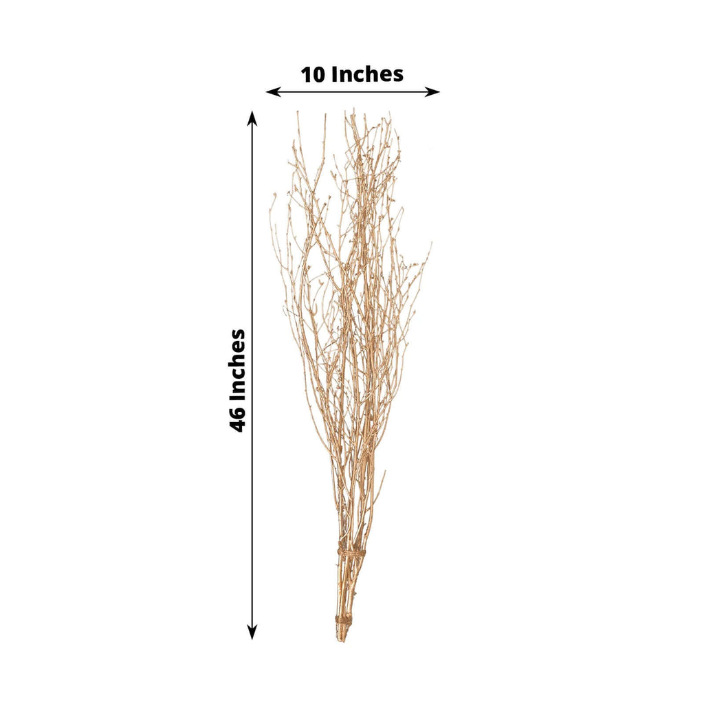 6 - Pack Natural Birch Tree Branches 46" Metallic Gold - Versatile Extra Long Decorative Dried Willow Twigs Sticks for Vase Centerpiece Wedding Decor - Bell Racket Store