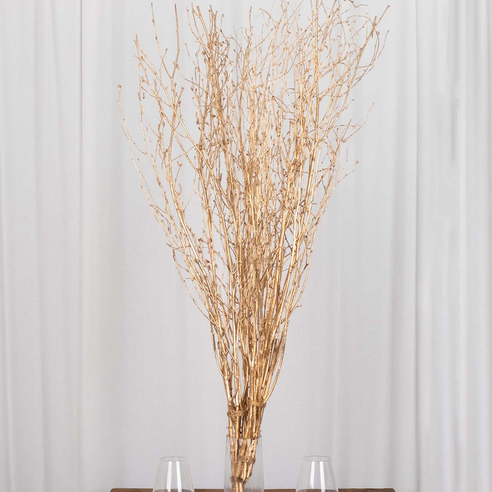 6 - Pack Natural Birch Tree Branches 46" Metallic Gold - Versatile Extra Long Decorative Dried Willow Twigs Sticks for Vase Centerpiece Wedding Decor - Bell Racket Store
