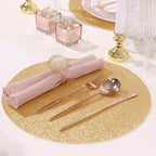 6-Pack Placemats Glitter Design Champagne Sparkle Round - Non-Slip Decorative Dining Table Mats 13"