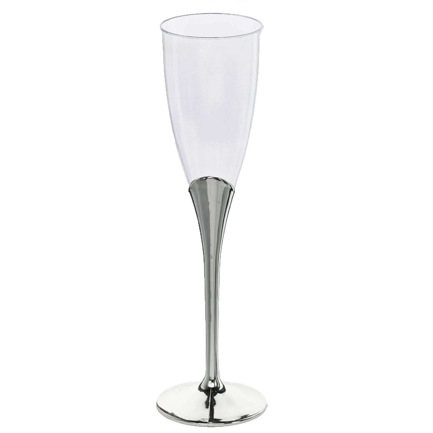 6 - Pack Plastic Champagne Flutes Clear/Silver - Stylish Disposable Glasses for Toasts 5oz - NestOCart