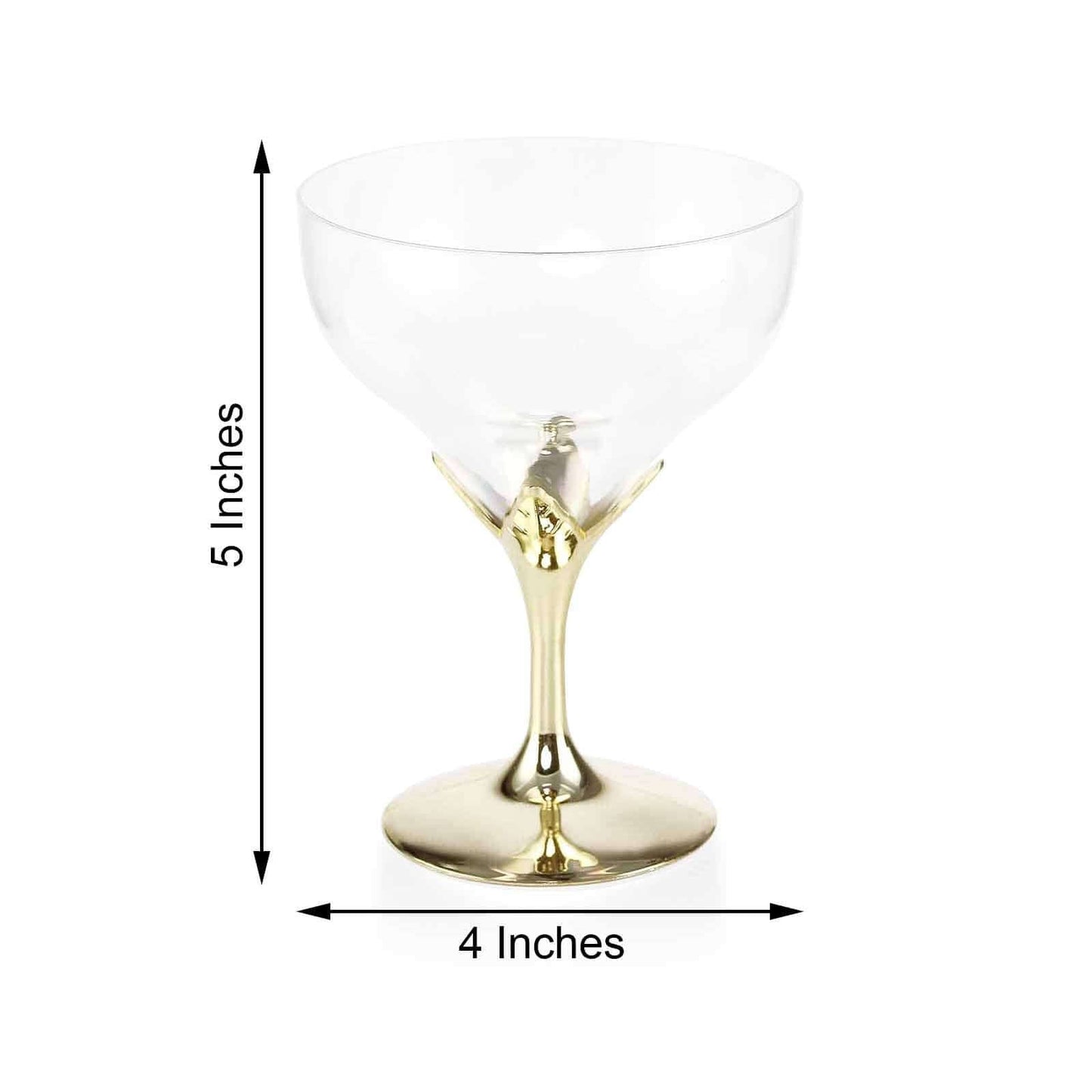 6 - Pack Plastic Champagne Glasses Gold Hard Material - Durable Disposable Goblets for Wine 5oz - NestOCart
