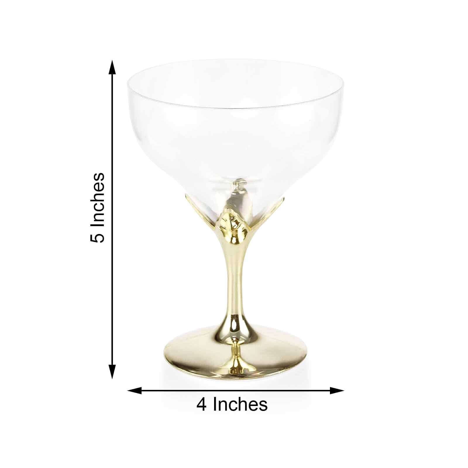 6 - Pack Plastic Champagne Glasses Gold Hard Material - Durable Disposable Goblets for Wine 5oz - NestOCart