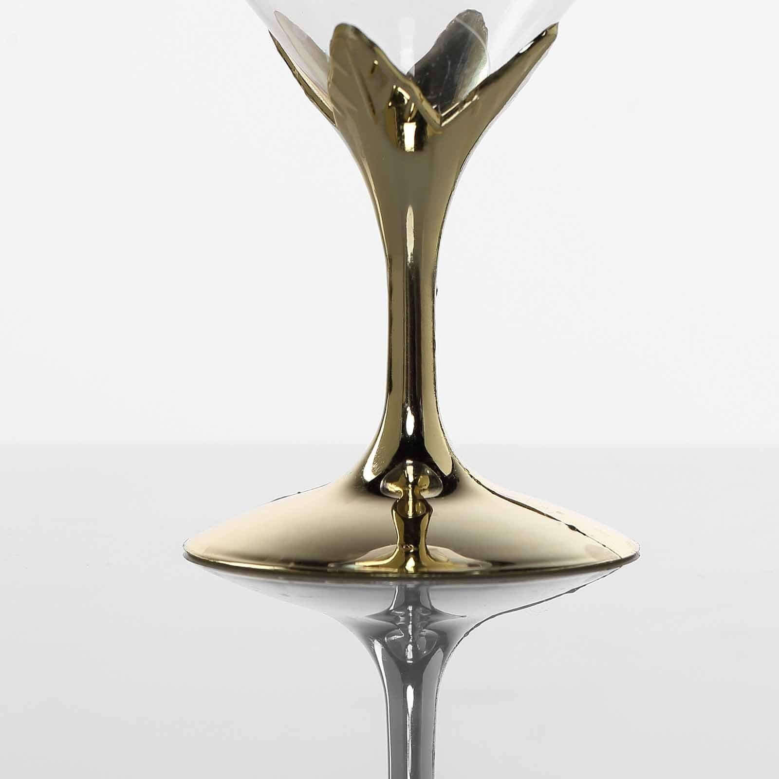 6 - Pack Plastic Champagne Glasses Gold Hard Material - Durable Disposable Goblets for Wine 5oz - NestOCart