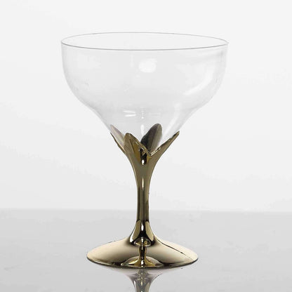 6 - Pack Plastic Champagne Glasses Gold Hard Material - Durable Disposable Goblets for Wine 5oz - NestOCart