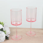 6 - Pack Plastic Cocktail Glasses Transparent Blush Cylindrical Long Stem - Shatterproof Tumblers 10oz - Bell Racket Store