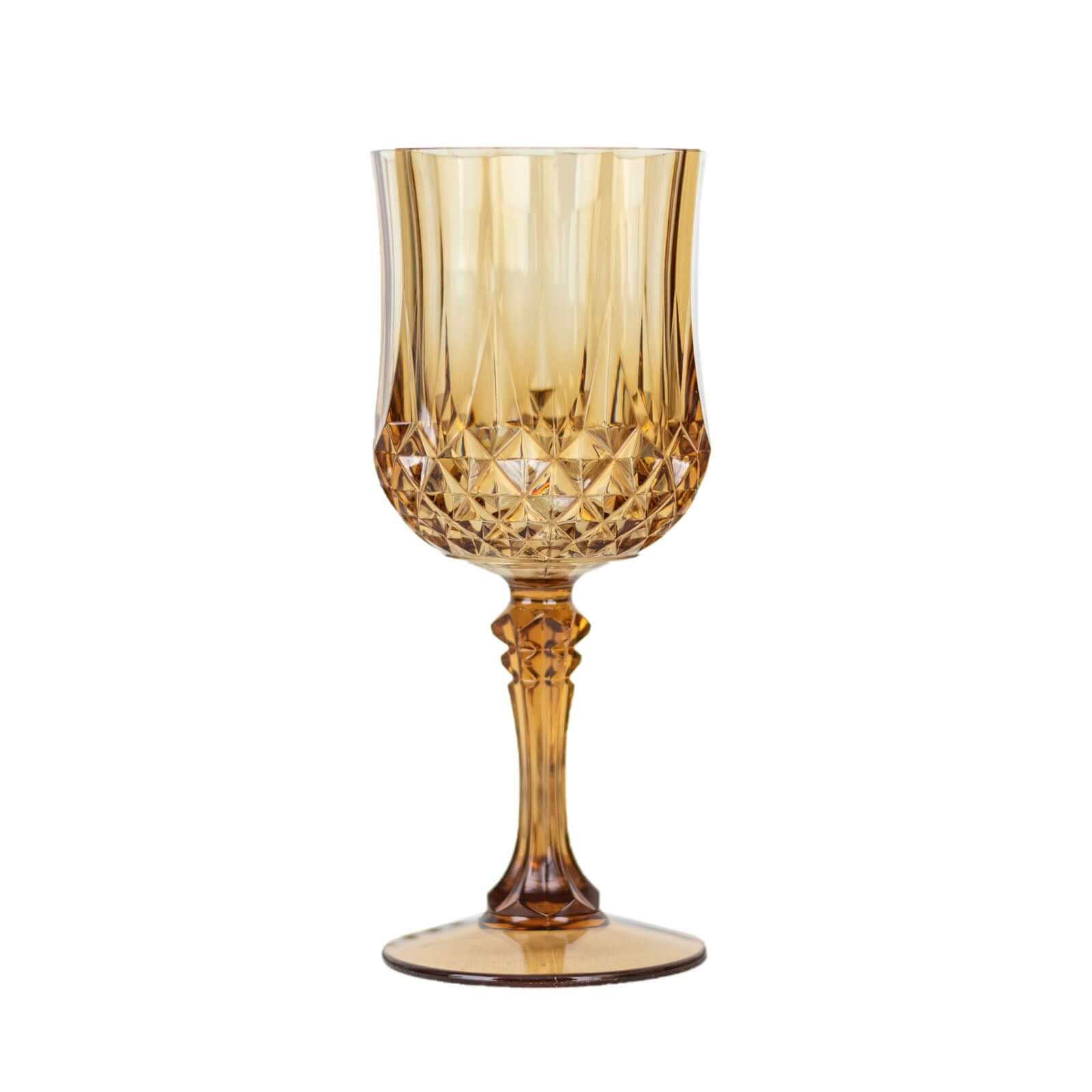 6 - Pack Plastic Cocktail Goblets Amber Gold Transparent Crystal Cut - Shatterproof Drinkware 8oz - Bell Racket Store