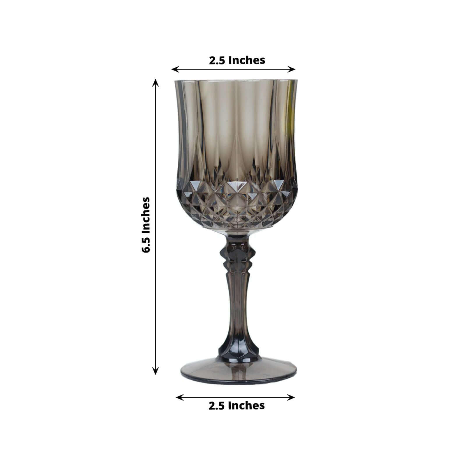 6 - Pack Plastic Cocktail Goblets Black Transparent Crystal Cut - Shatterproof Drinkware 8oz - Bell Racket Store