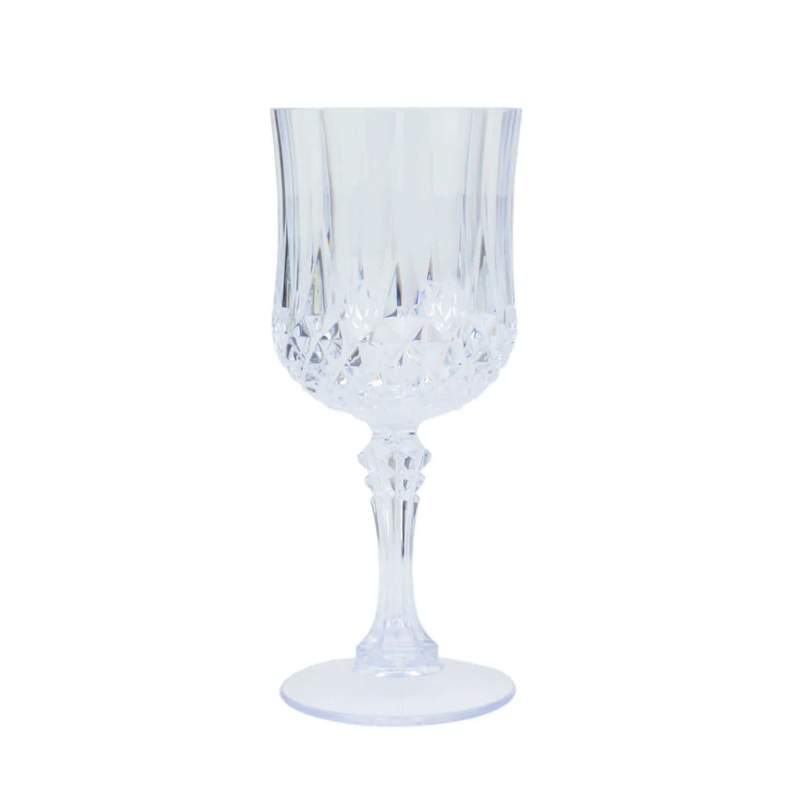 6 - Pack Plastic Cocktail Goblets Clear Crystal Cut - Shatterproof Drinkware 8oz - Bell Racket Store
