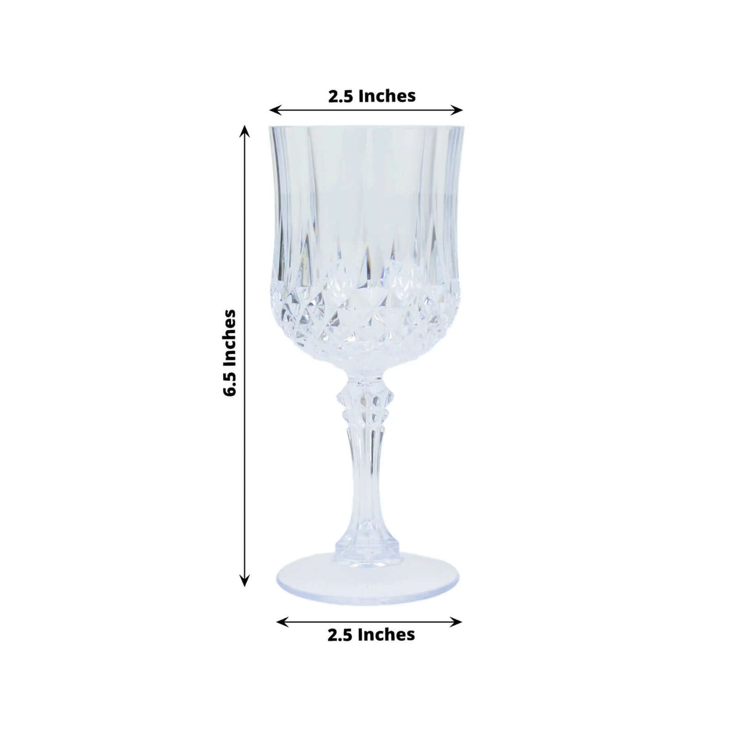 6 - Pack Plastic Cocktail Goblets Clear Crystal Cut - Shatterproof Drinkware 8oz - Bell Racket Store