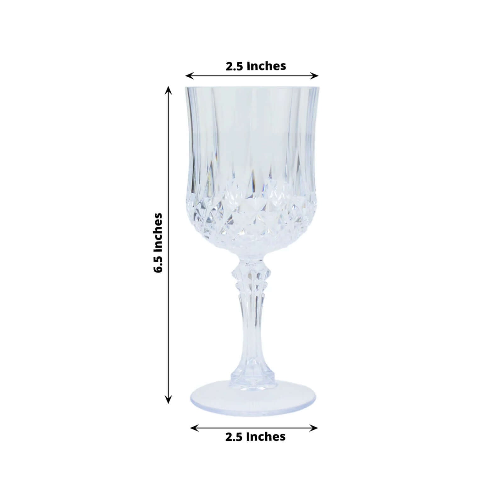 6 - Pack Plastic Cocktail Goblets Clear Crystal Cut - Shatterproof Drinkware 8oz - Bell Racket Store