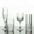 6 - Pack Plastic Cocktail Goblets Clear Crystal Cut - Shatterproof Drinkware 8oz - Bell Racket Store