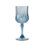 6 - Pack Plastic Cocktail Goblets Dusty Blue Transparent Crystal Cut - Shatterproof Drinkware 8oz - Bell Racket Store