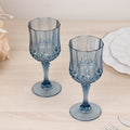 6 - Pack Plastic Cocktail Goblets Dusty Blue Transparent Crystal Cut - Shatterproof Drinkware 8oz - Bell Racket Store