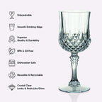 6 - Pack Plastic Cocktail Goblets Dusty Blue Transparent Crystal Cut - Shatterproof Drinkware 8oz - Bell Racket Store