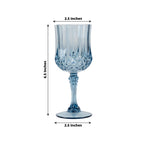 6 - Pack Plastic Cocktail Goblets Dusty Blue Transparent Crystal Cut - Shatterproof Drinkware 8oz - Bell Racket Store