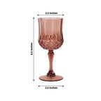 6 - Pack Plastic Cocktail Goblets Dusty Rose Transparent Crystal Cut - Shatterproof Drinkware 8oz - Bell Racket Store