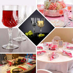 6 - Pack Plastic Cocktail Goblets Dusty Rose Transparent Crystal Cut - Shatterproof Drinkware 8oz - Bell Racket Store