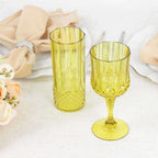 6 - Pack Plastic Cocktail Goblets Green Transparent Crystal Cut - Shatterproof Drinkware 8oz - Bell Racket Store