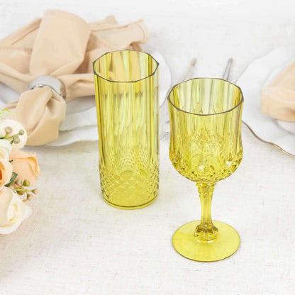 6 - Pack Plastic Cocktail Goblets Green Transparent Crystal Cut - Shatterproof Drinkware 8oz - Bell Racket Store