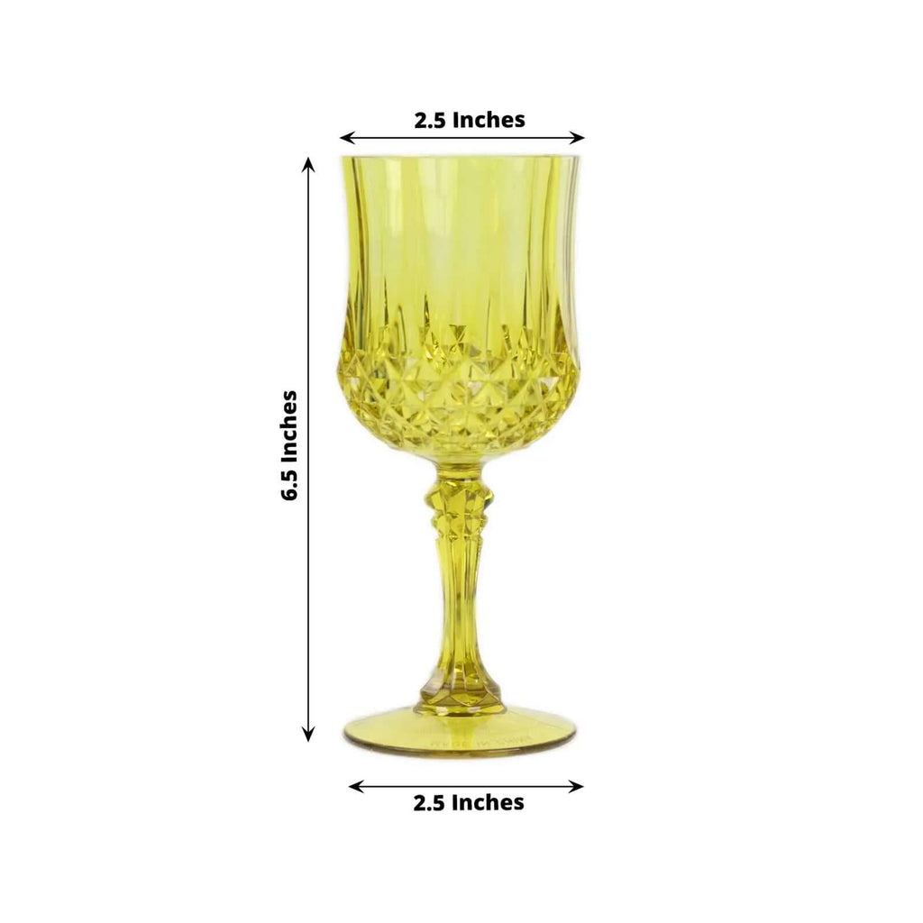 6 - Pack Plastic Cocktail Goblets Green Transparent Crystal Cut - Shatterproof Drinkware 8oz - Bell Racket Store