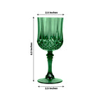 6 - Pack Plastic Cocktail Goblets Hunter Emerald Green Transparent Crystal Cut - Shatterproof Drinkware 8oz - Bell Racket Store