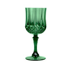 6 - Pack Plastic Cocktail Goblets Hunter Emerald Green Transparent Crystal Cut - Shatterproof Drinkware 8oz - Bell Racket Store