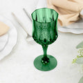 6 - Pack Plastic Cocktail Goblets Hunter Emerald Green Transparent Crystal Cut - Shatterproof Drinkware 8oz - Bell Racket Store