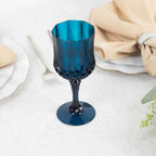 6 - Pack Plastic Cocktail Goblets Navy Blue Transparent Crystal Cut - Shatterproof Drinkware 8oz - Bell Racket Store