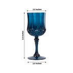 6 - Pack Plastic Cocktail Goblets Navy Blue Transparent Crystal Cut - Shatterproof Drinkware 8oz - Bell Racket Store
