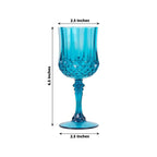 6 - Pack Plastic Cocktail Goblets Ocean Blue Transparent Crystal Cut - Shatterproof Drinkware 8oz - Bell Racket Store