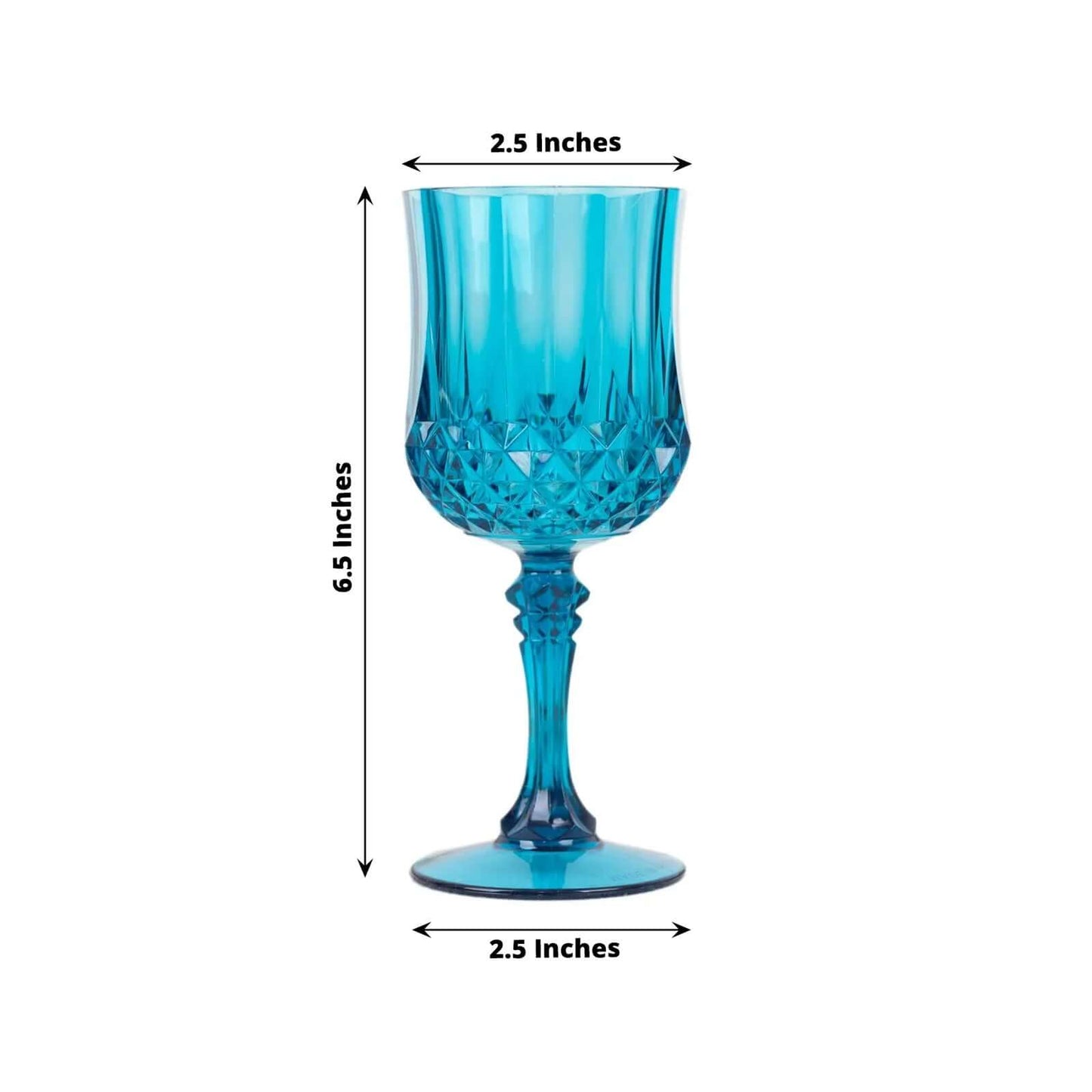 6 - Pack Plastic Cocktail Goblets Ocean Blue Transparent Crystal Cut - Shatterproof Drinkware 8oz - Bell Racket Store