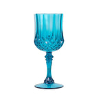 6 - Pack Plastic Cocktail Goblets Ocean Blue Transparent Crystal Cut - Shatterproof Drinkware 8oz - Bell Racket Store