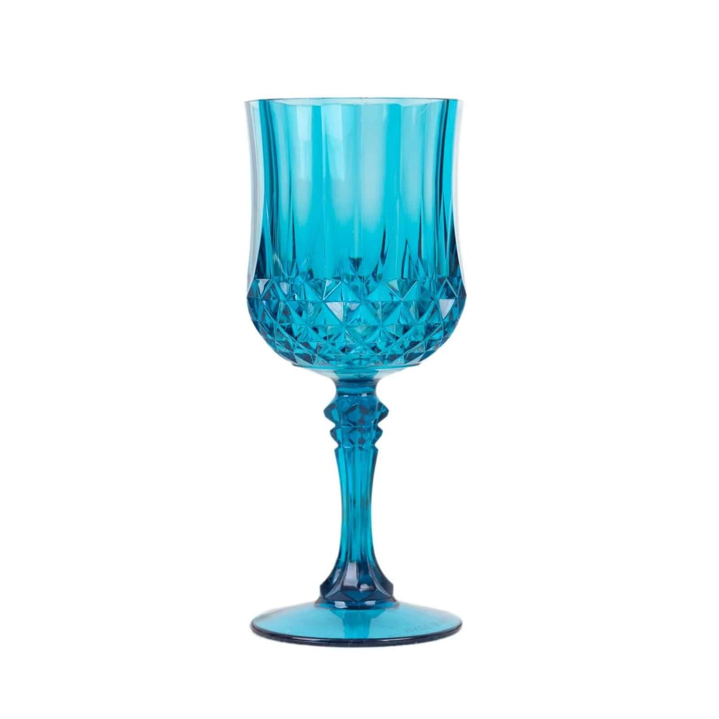 6 - Pack Plastic Cocktail Goblets Ocean Blue Transparent Crystal Cut - Shatterproof Drinkware 8oz - Bell Racket Store