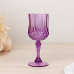 6 - Pack Plastic Cocktail Goblets Purple Transparent Crystal Cut - Shatterproof Drinkware 8oz - Bell Racket Store