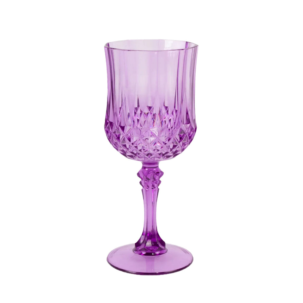 6 - Pack Plastic Cocktail Goblets Purple Transparent Crystal Cut - Shatterproof Drinkware 8oz - Bell Racket Store