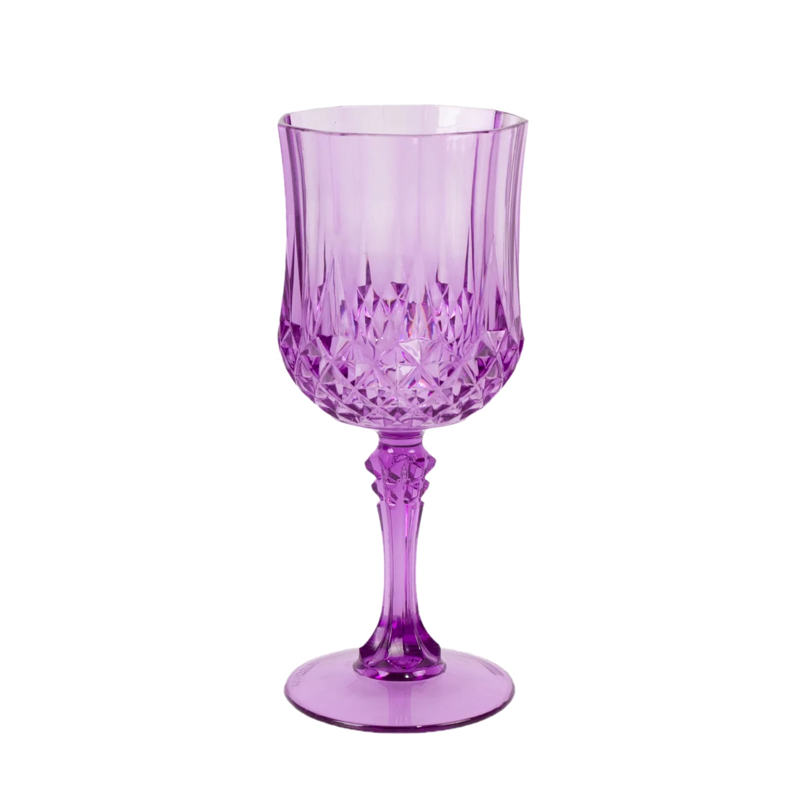 6 - Pack Plastic Cocktail Goblets Purple Transparent Crystal Cut - Shatterproof Drinkware 8oz - Bell Racket Store