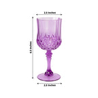 6 - Pack Plastic Cocktail Goblets Purple Transparent Crystal Cut - Shatterproof Drinkware 8oz - Bell Racket Store