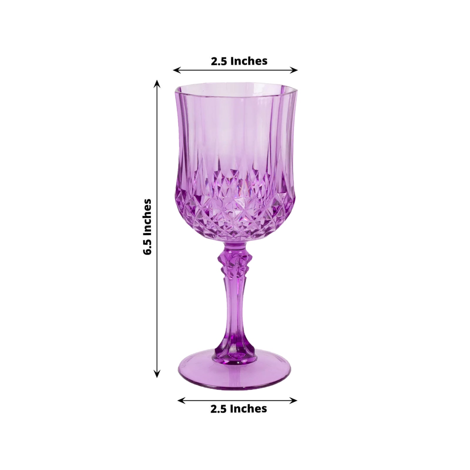 6 - Pack Plastic Cocktail Goblets Purple Transparent Crystal Cut - Shatterproof Drinkware 8oz - Bell Racket Store