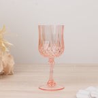 6 - Pack Plastic Cocktail Goblets Transparent Blush Crystal Cut - Shatterproof Drinkware 8oz - Bell Racket Store
