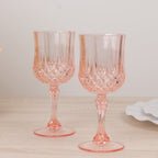6 - Pack Plastic Cocktail Goblets Transparent Blush Crystal Cut - Shatterproof Drinkware 8oz - Bell Racket Store
