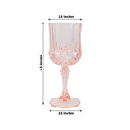 6 - Pack Plastic Cocktail Goblets Transparent Blush Crystal Cut - Shatterproof Drinkware 8oz - Bell Racket Store